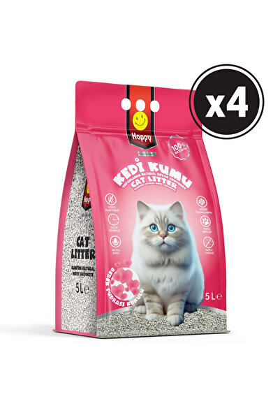 Happy Topaklanan Bentonit Bebek Pudralı Kedi Kumu 5 Lt X 4 Adet