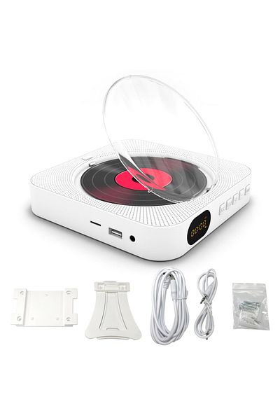 Choice US Plug KC-909 Portable CD Player Built-in Speaker Stereo with Double 3.5mm Headphones Jack LED Scre
