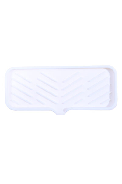Choice Long White 2024 New Silicone Faucet Mat Kitchen Sink Tray Soap Dispens...