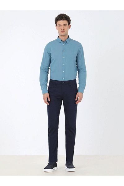 Kip Pantaloni slim, casual, din amestec de bumbac, albastru bleumarin