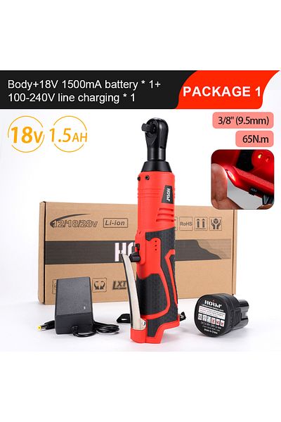 Choice European standard 1PC 1.5Ah battery Hormy 3/8 Inch Cordless Electric Wrench 9.5mm Right Angle Ratche