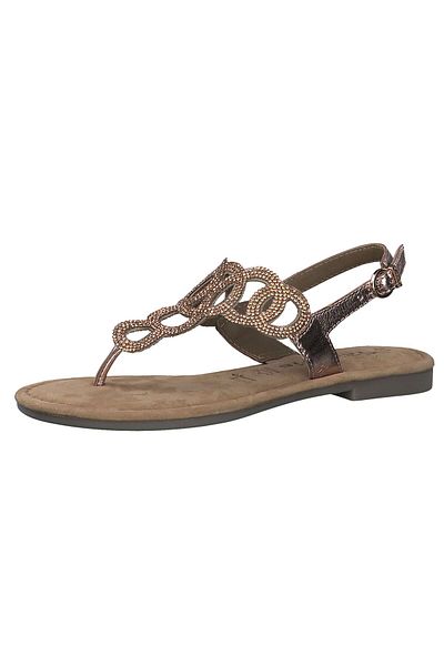 Tamaris Damen Zehentrenner Sandalen Zehentrenner 1-28125-42 Goldfarben 963 Copper Glam Leder und Textil mit