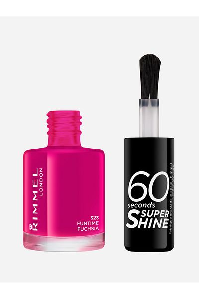 Rimmel 60 Seconds Super Shine Nail Polish, 323 Fun time Fuchsia, 8 ml - 0.25 fl oz