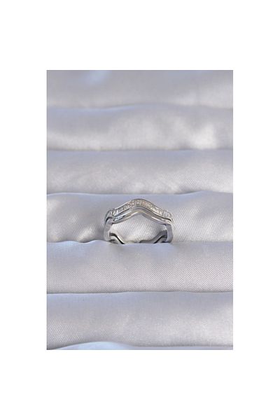 Skygo Brass Silver Color Zircon Stone Wavy Waterway Model Adjustable Ring - Tj-Byk3208