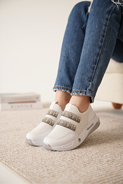 Cananın Pabuçları Mdn 129 Thick Sole Knitwear Sports Shoes with Stone Detail