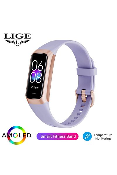 Choice purple LIGE Amoled Smart Watch Men 2023 Smart Band Women Heart Rate Blood Smartwartch Waterproof Sma