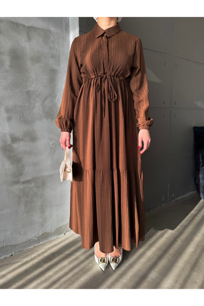 ENSA TESETTUR Φόρεμα Ασιατικής Σκούρας - Χρώματα Καφέ