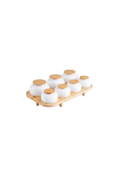Karaca Rony Vacuum Lid Stream Tray 7 Piece Spice Set