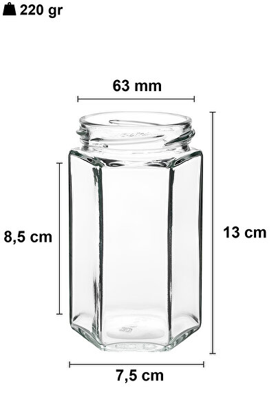 Afracam 385 ml Metal Kapaklı Altıgen Bal Kavanozu 385 Cc Şeffaf Hexagon Kavanoz 2 Adet (500 Gr Bal Alır)