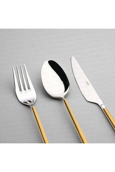 Nehir Gloria Gold Satin 6-Person 36-Piece Cutlery Set