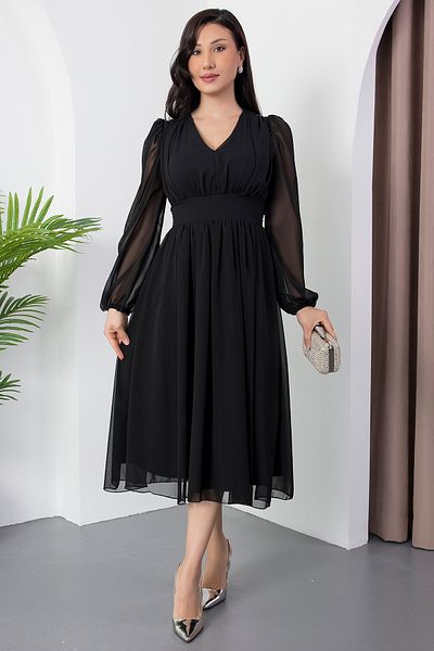 PULLIMM Rochie din șifon cu cravată la spate DKS1227