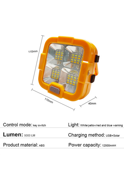 Choice كشاف LED يعمل بالطاقة الشمسية بقوة 5000 لومن و20000 لومن مع منفذ USB قابل لإعادة الشحن وبطارية 10000 مللي أمبير في الساعة مع ضوء قوي مغناطيسي وكاميرا محمولة