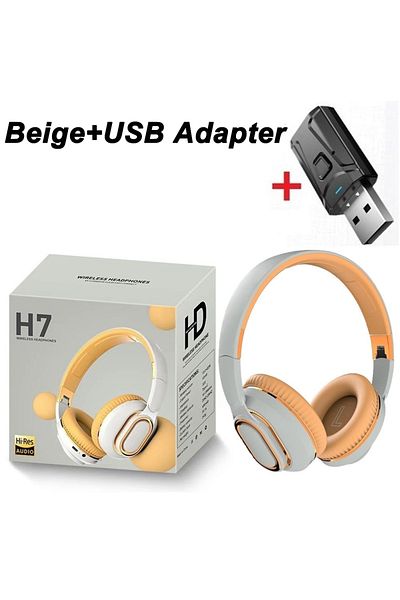 Choice Beige With Adapter H7 Tv Bluetooth Headphones Wireless Headphon With Mic Usb Adaptor Headset Noise C