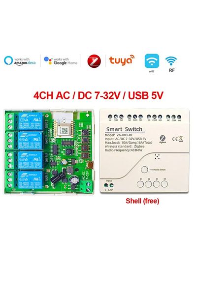 Choice 4CH 5-32V Tuya Zigbee 5-265V RF 4CH R3 Pro 4 Channel Garage Door Switch Curtain Heater TV Motor Cont