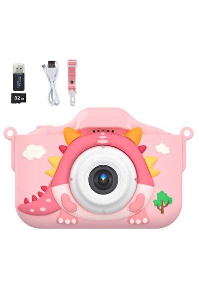Choice Pink B With 32G Kid Mini Camera 1080P Cartoon Selfie Toddler Digital Video Camera Toys With 32G SD C