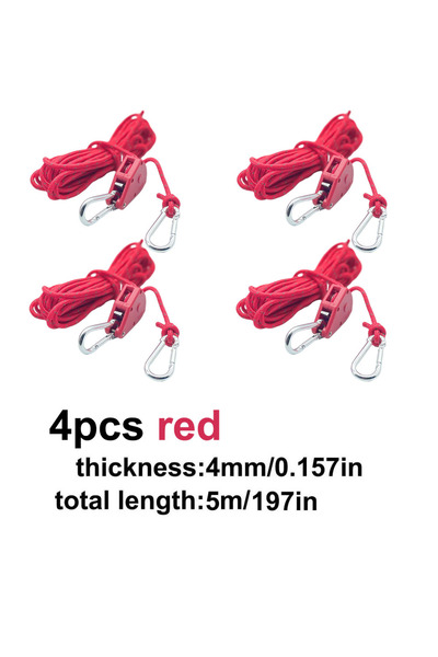Choice 4 قطع حمراء 2/4/6 قطع حبل عاكس للرياح حبل خيمة التخييم ربط مشبك ثابت بكرة Tens
