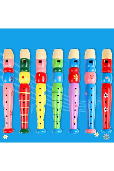 Choice 1pc Random Color Hot Colorful Wooden Flute Music Instrument Trumpet Buglet Hooter Kids Educational M