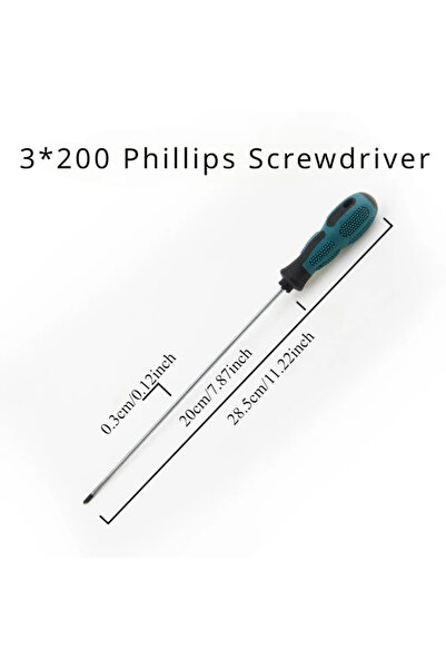 Choice3 3- مفك براغي فيليبس طويل بمقبض مشقوق، طوله 200 مم، بمقبض مغناطيسي، لل...