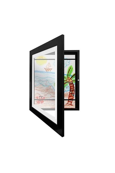 Choice Black 2pcs Children Drawing Frame Magnetic Front Open Wooden KIDS Art Frame Poster Photo Paintings P