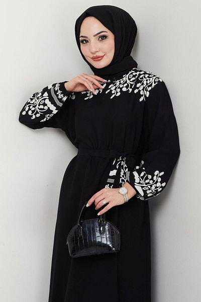 hafsamina Μαύρο φόρεμα Minel Viscose HM2684
