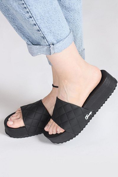 Jump 50001 Wedge Heeled Black Daily Women's Platform Slippers