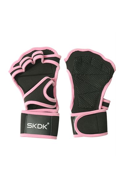 Choice L Pink Workout Gloves With Wrist Wraps Anti-Slip Silicone Palm Protection Weight Lifting Fitness Gym