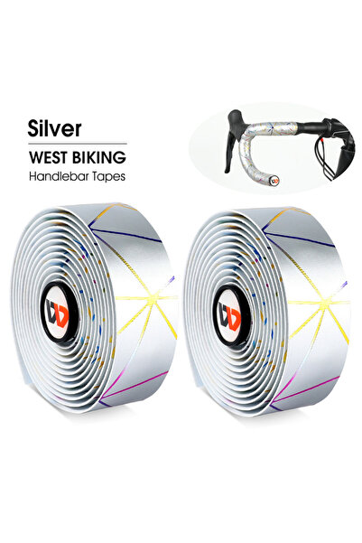 Choice شريط مقود دراجة ناعم من WEST BIKING باللون الفضي، شريط مقود دراجة EVA ...