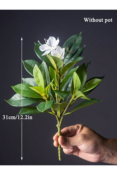 Choice 31cm  White 21-40cm Artificial Azaleas Plants Fake Rubber Tree Tropical Palm Leaves Faux Ficus with