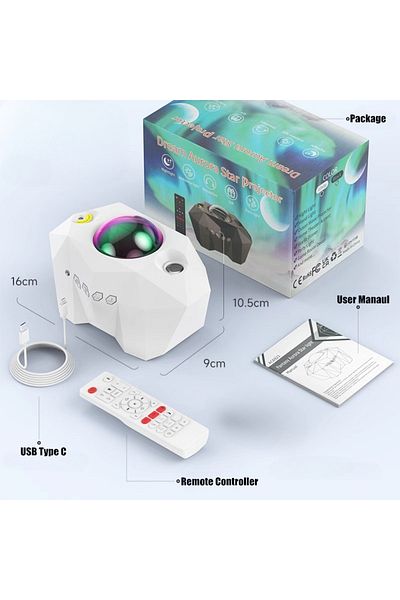 MtReal White New Aurora Projectors Galaxy Star Projector Northern Light Starry Sky Moon Lamp For Bedroom De