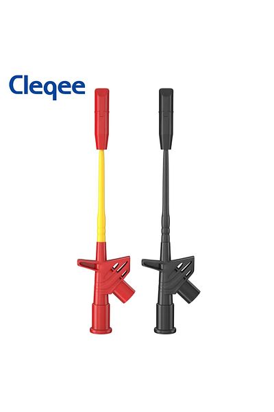 CLEQEE 1x Red 1x Black Cleqee P5005 2pcs Professional Test Hook Clip Quick Wire Piercing Probe Multimeter N