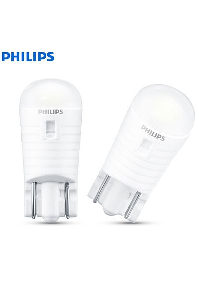 Philips مصابيح إشارة الانعطاف البيضاء T10 W5W من Philips LED 6000K Ultinon Pro3000 6000K إضاءة داخلية للسيارة رقم Pl
