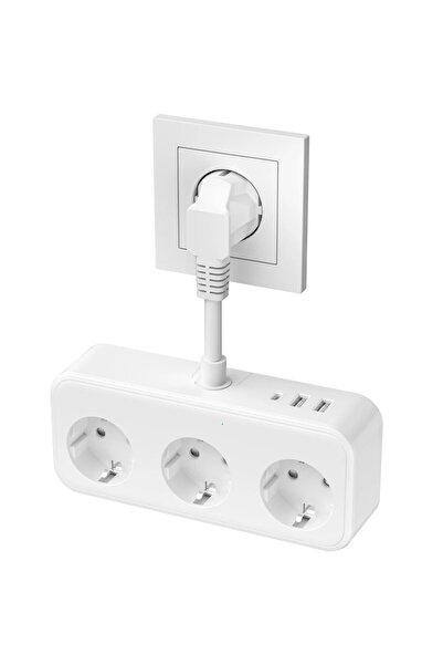 Choice شريط طاقة أبيض 3840 وات بمقبس الاتحاد الأوروبي مع 2 منافذ شحن سريع USB...