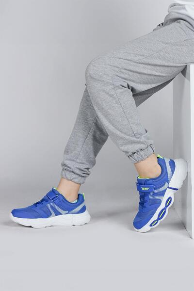 Jump 30037 Mavi - Neon Yeşil Erkek Çocuk Sneaker Günlük Spor Ayakkabı