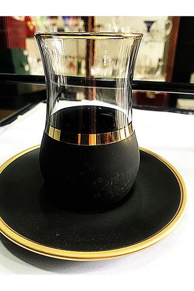 DECOSTYLE Gold Black Plate 6 Personality Saddler 12 Pieces Tea Set 150 Cc