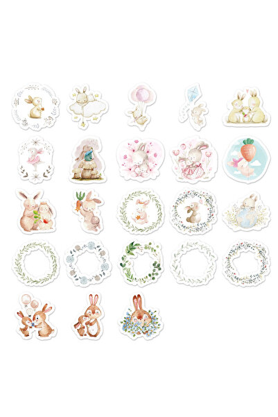 Choice مجموعة من 46 قطعة من حيوانات الكرتون اللطيفة من إيتوري لايف، نمط أرانب...