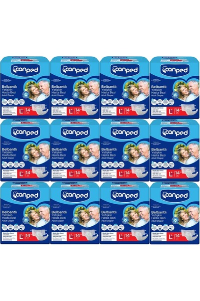 Canped Adult Waist Banded Patient Diapers - Large Size (Night) 168 Pieces