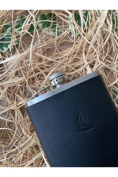 ALESTA LEATHER Leather Covered Steel Whiskey Cognac Flask 9oz 266ml - Hand Sewing Mixer