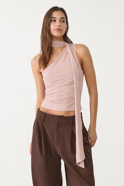 Stradivarius Asymmetric tulle top with scarf