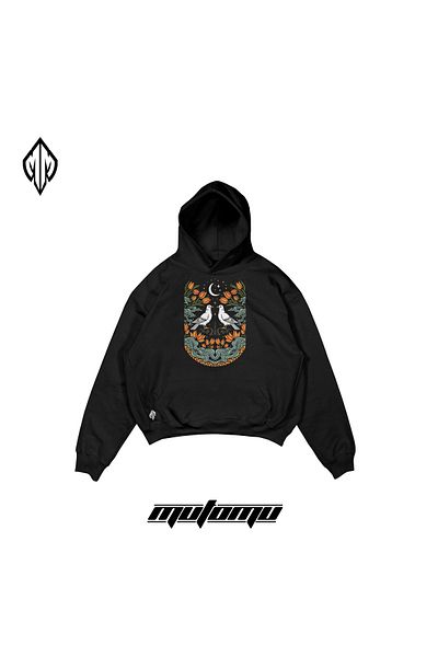 Mutomustudio Mutomu Printed Oversize 3 Thread Black Color Women's Hoodie