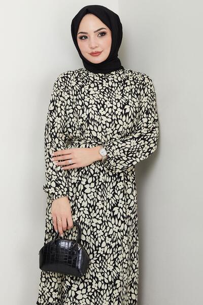 hafsamina Φόρεμα βισκόζης με λουλουδάτο σχέδιο σε μοντέλο κρέμας