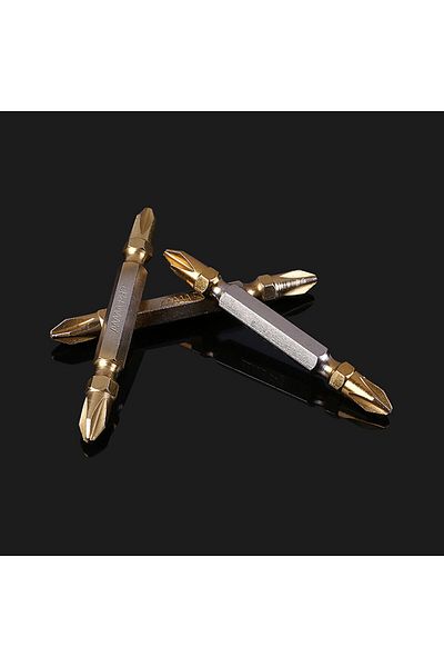 Choice 2Pcs 65mm PH2 Magnetic Cross Double Head Screwdriver Bits Titanium Coated Electric Hex Shank Magneti