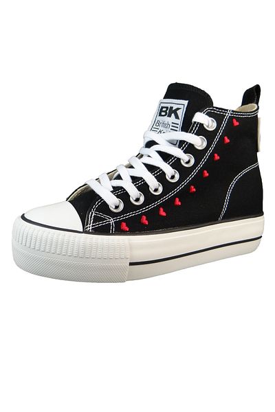 British Knights Damen High Sneaker Kaya Mid High Top B51-3730 Schwarz 01 black/hearts Textil