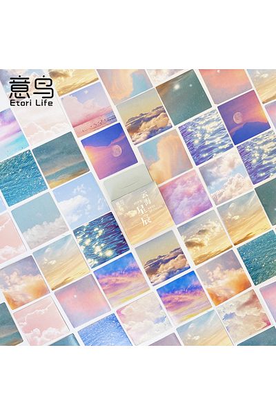 Choice A 46 PCS Cloudy Sea And Starry Sky Aestheticism Scenery Student DIY Stationery Decoration Stickers .