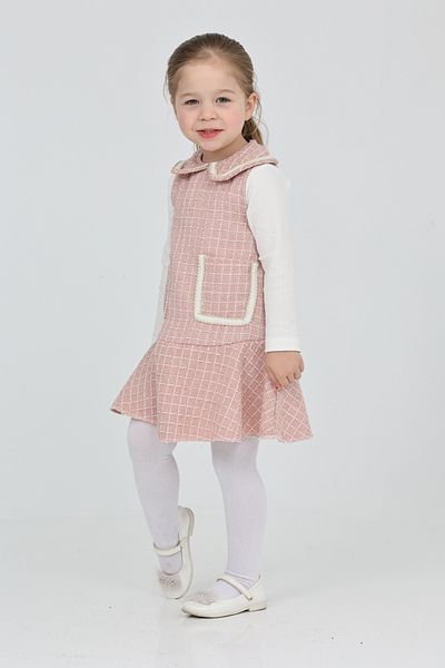 ANGELOS GIRLS Girl's Chanel Fabric Pocket 2-Piece Dress (Dress + Bady Blouse)12175