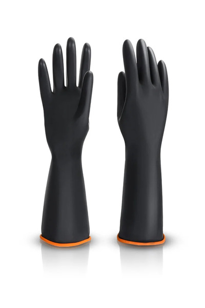 Choice قفازات تنظيف سوداء 35 سم 35 سم أصابع مطاطية لفرك الأطباق وأدوات المطبخ وغسلها