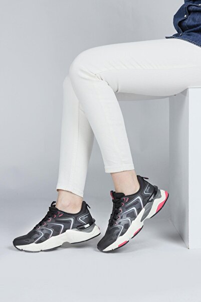 Jump 29907 Siyah - Fuşya Kadın Sneaker Günlük Spor Ayakkabı