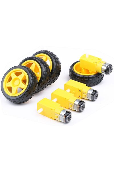 Choice without cable 4 PCs DC Electric Motor DC 3-6V Dual Shaft Geared TT Magnetic Gearbox Engine with 65mm