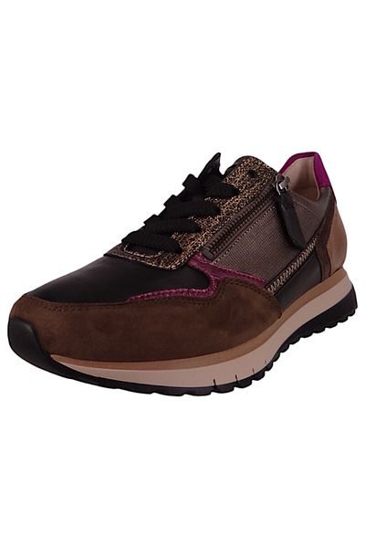 GABOR Damen Low Sneaker Low Top H-Weite 56.378 Mehrfarbig 63 Schwarz/Efeu/Golden Leder