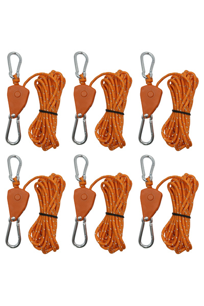 Choice 6 قطع برتقالية 4 مم حبل ربط خيمة التخييم مشدود تثبيت حبل الرياح مشبك ب...