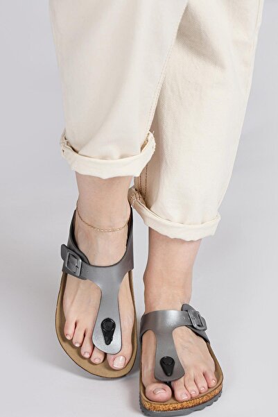 Jump 50005 Single Buckle Silver Color Women's Flip Flops